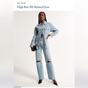 Abercrombie High Rise 90s Relaxed Jeans in “Medium Destroy” size 27R/4